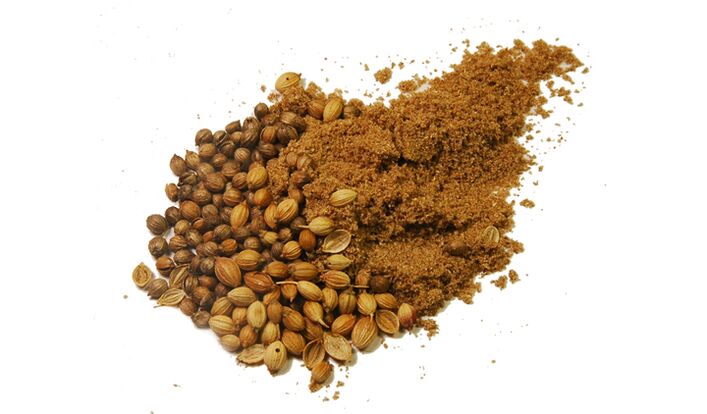 O pó de semente de coentro é um remédio eficaz para parasitas